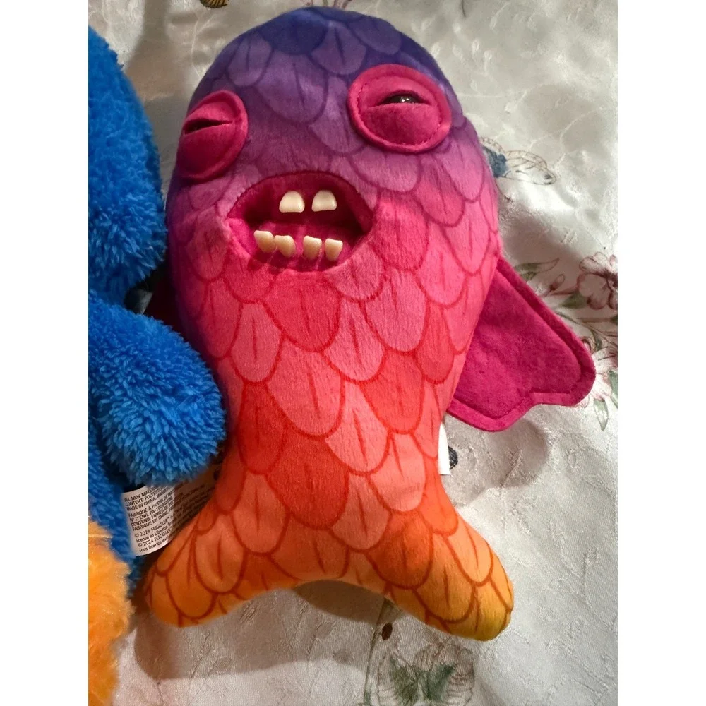 Fuggler Funny Ugly Monster Plush Lot of 4 Blue Orange Rainbow Fish Teeth Toy